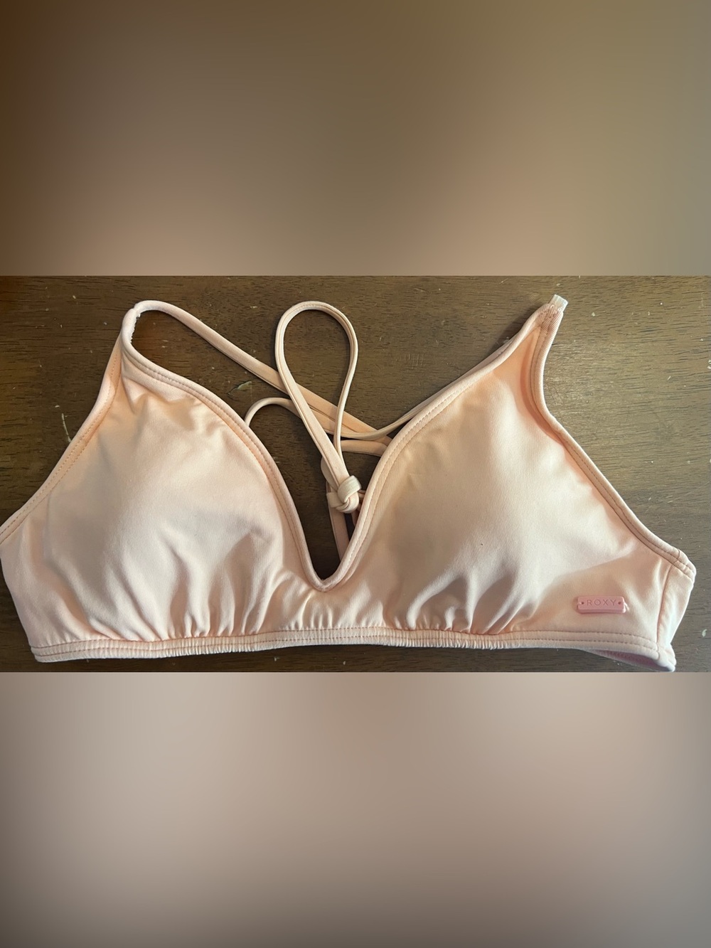 Roxy Light Blush Triangle Bikini top with Strappy Back Small